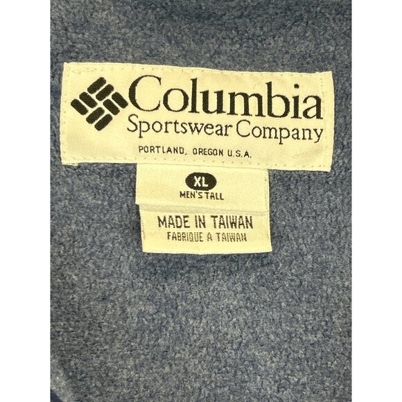 Columbia Coat Mens XL Tall Blue Full-Zip Jacket Fleece Lined Vintage - Picture 2 of 9